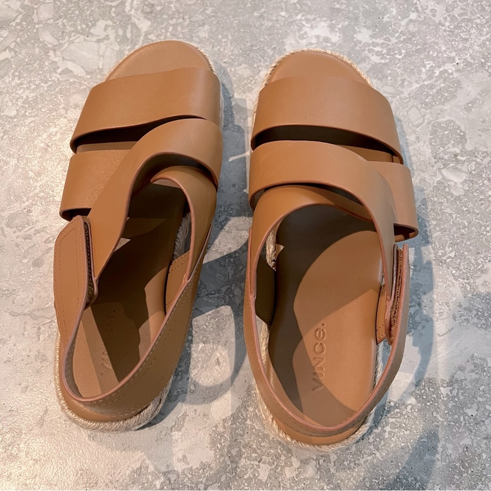 Vince Espadrille Flat Sandals Brown Women’s Shoes Size 8.5M New w/Tag - Picture 4 of 7